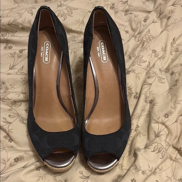 Coach Milan Peep-Toe Wedges - Picture 1 of 8
